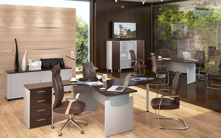 Комплект офисной мебели OFFIX-NEW для двух сотрудников и руководителя в Рыбинске - изображение