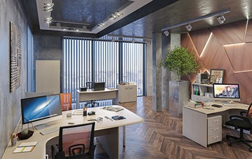 Комплект офисной мебели Wave 3, 3 рабочих места и шкафы в Ярославле - предосмотр