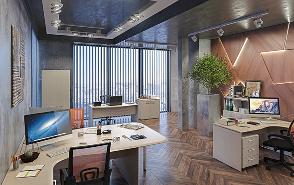 Комплект офисной мебели Wave 3, 3 рабочих места и шкафы в Ярославле - изображение