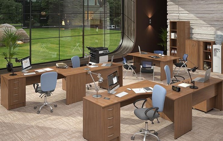 Офисный набор мебели IMAGO три стола, 2 шкафа, стеллаж, тумба в Ярославле - изображение