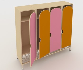 Детский шкаф ШГС4 Беж + Розовый + Оранжевый в Ярославле