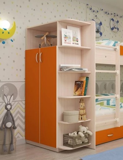 Шкаф детский Мая корпус Млечный дуб, фасад Оранжевый в Ярославле - изображение 1