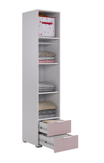 Шкаф-пенал с ящиками Зефир 107.01 (белое дерево/пудра розовая (эмаль)) в Ярославле - изображение 2