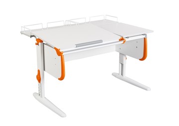 Растущий стол 1/75-40 (СУТ.25) + Polka_z 1/600 (2шт) белый/серый/Оранжевый в Ярославле