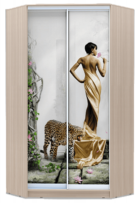 Шкаф 2300х1103, ХИТ У-23-4-77-03, Девушка с леопардом, шимо светлый в Ярославле - изображение