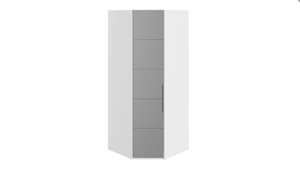 Распашной угловой шкаф Наоми с зеркальной левой дверью, цвет Белый глянец СМ-208.07.07 L в Ярославле - изображение