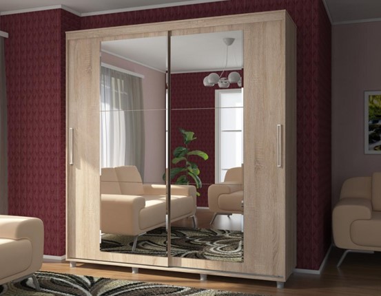 Шкаф Комфорт №12 2.0 с прямоугольными зеркалами в Рыбинске - изображение