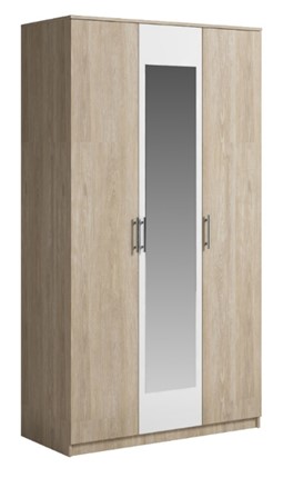 Шкаф 3 двери Светлана, с зеркалом, белый/дуб сонома в Рыбинске - изображение