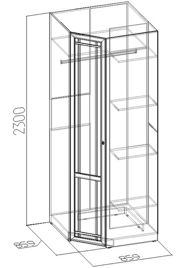 Распашной угловой шкаф Sherlock 63+ фасад стандарт, Дуб Сонома в Рыбинске - изображение 2