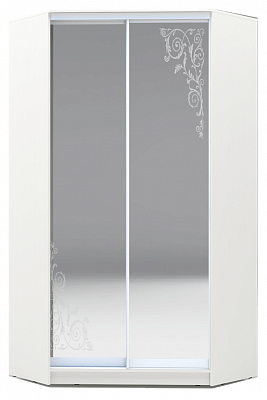 Шкаф 2300х1103, ХИТ У-23-4-66-09, Орнамент, 2 зеркала, белая шагрень в Ярославле - изображение