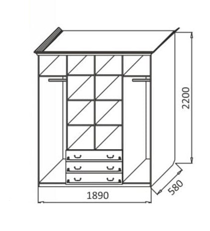 Шкаф распашной Ивушка-5 4-х створчатый с ящиками, цвет Дуб беленый в Ярославле - изображение 1
