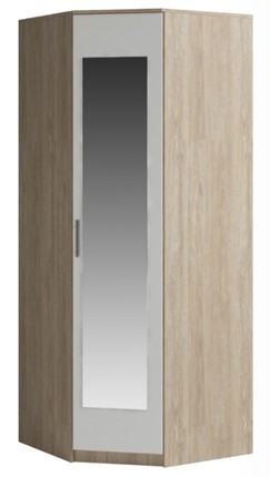 Распашной угловой шкаф Светлана, с зеркалом, белый/дуб сонома в Рыбинске - изображение