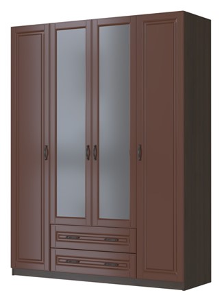 Шкаф четырехстворчатый Кантри, лак орех ШР-4, с 2мя зеркалами в Рыбинске - изображение