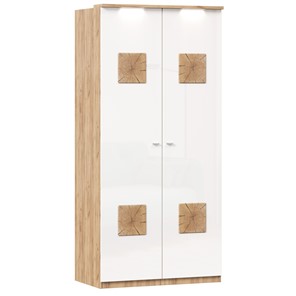Шкаф двухстворчатый Фиджи с декоративными накладками 659.237, цвет белый в Ярославле