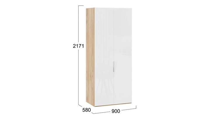Шкаф для одежды Эмбер СМ-348.07.003 (Яблоня Беллуно/Белый глянец) в Ярославле - изображение 1