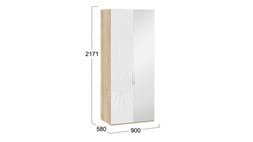 Шкаф для одежды Эмбер СМ-348.07.005 R (Яблоня Беллуно/Белый глянец) в Ярославле - предосмотр 1