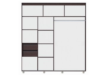 Шкаф 2-х створчатый Комфорт №12 2.0 с фигурными зеркалами, Венге в Ярославле - предосмотр 1
