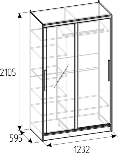 Шкаф 2-х дверный Strike 1200 Зеркало/ЛДСП (Atelier светлый) в Ярославле - изображение 3