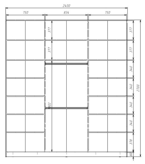 Шкаф 3-х створчатый MAX МШ-27-6-24/2-151, Профиль Черный/Цвет Дуб Крафт белый в Ярославле - изображение 1