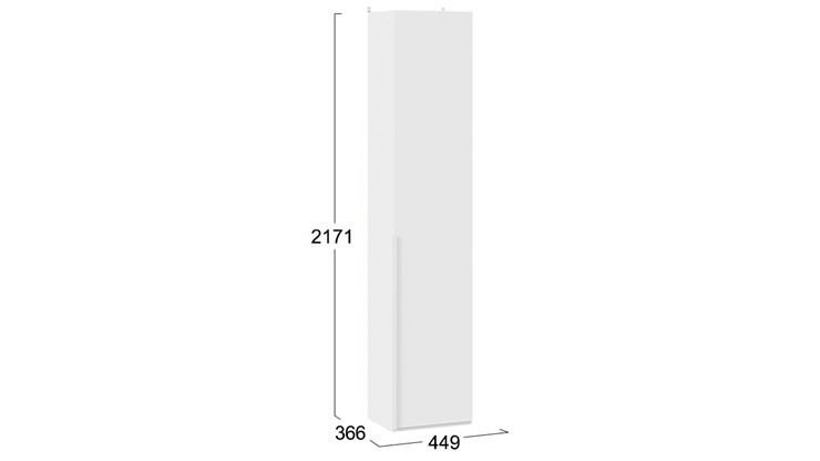 Шкаф одностворчатый Порто (366) СМ-393.07.211 (Белый жемчуг/Белый софт) в Ярославле - изображение 3
