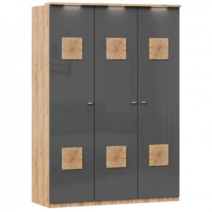 Шкаф 3х-дверный Фиджи с декоративными накладками, Дуб золотой/Антрацит в Ярославле - изображение