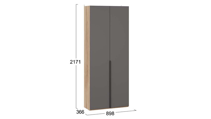 Шкаф с 2 глухими дверями Порто (366) СМ-393.07.223 (Яблоня Беллуно/Графит софт) в Ярославле - изображение 3