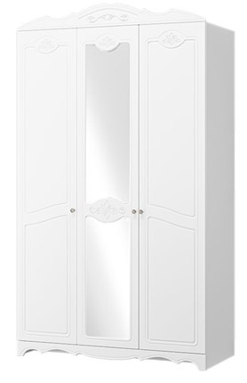 Шкаф трехдверный в спальню Лотос ШР-3 (Белый) 1 зеркало в Ярославле - изображение