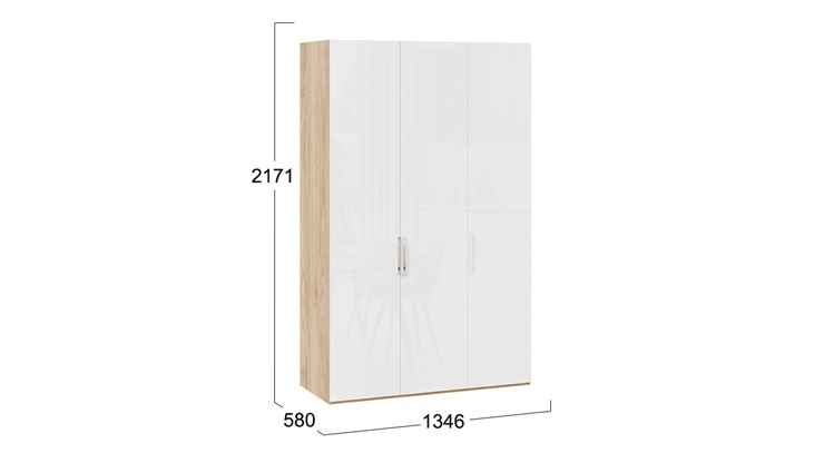 Шкаф для одежды Эмбер СМ-348.07.008 (Яблоня Беллуно/Белый глянец) в Ярославле - изображение 1