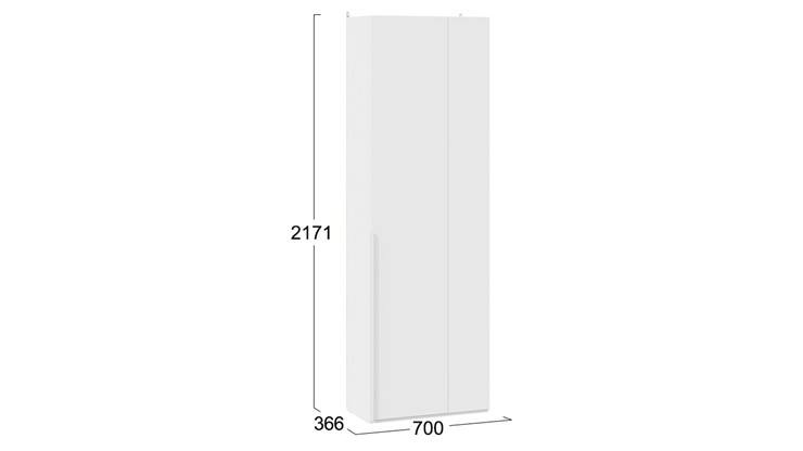 Одностворчатый угловой шкаф Порто (366) СМ-393.07.231 (Белый жемчуг/Белый софт) в Ярославле - изображение 3