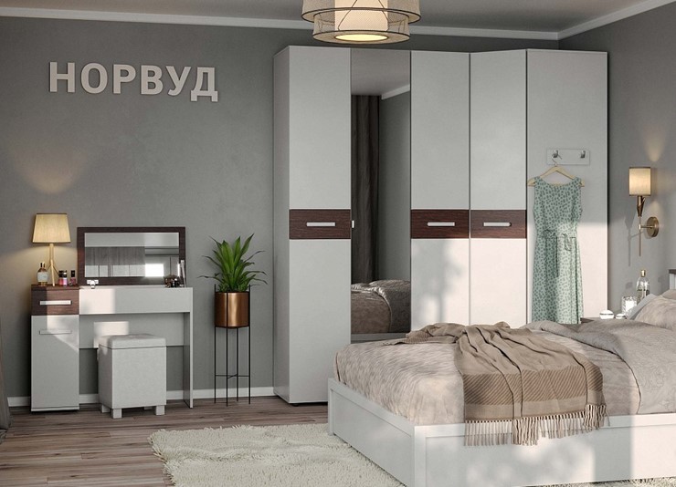 Шкаф в спальню Норвуд 156, Белый-Орех шоколадный в Ярославле - изображение 3
