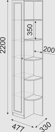 Угловой шкаф-стеллаж Беатрис М13 левый (Орех Гепланкт) в Ярославле - изображение 3
