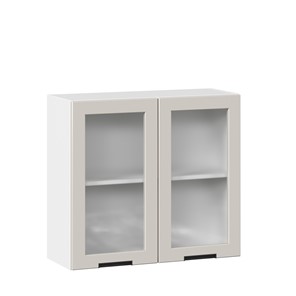 Навесной кухонный шкаф 800 со стеклом Джамис ЛД 296.360.000.107, Белый/Кашмир в Ярославле