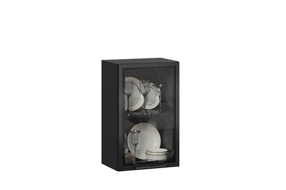 Настенный шкаф Герда 450 стекло 279.330.000.092 (Чёрный/Чёрный) в Ярославле - изображение