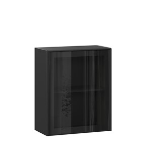 Настенный шкаф со стеклом 600 Индиго ЛД 298.350.000.063, Чёрный/Чёрный в Рыбинске