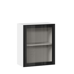Кухонный шкаф со стеклом 600 Индиго ЛД 298.350.000.105, Белый/Чёрный в Рыбинске