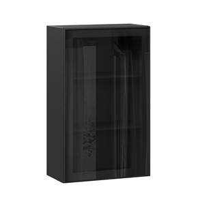 Навесной шкаф высокий со стеклом 600 Индиго ЛД 298.450.000.170, Чёрный/Чёрный в Ярославле