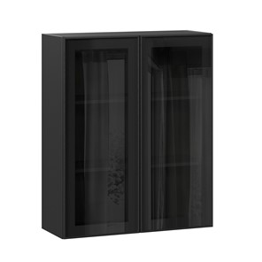 Кухонный шкаф высокий со стеклом 800 Индиго ЛД 298.460.000.156, Чёрный/Чёрный в Рыбинске