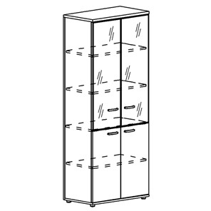 Шкаф для документов Albero, со стеклянными дверьми в рамке (задняя стенка ДСП) (78х36,4х193) в Ярославле