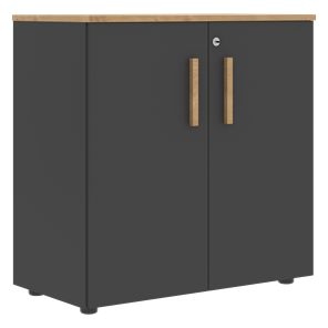 Низкий шкаф широкий с малыми дверцами FORTA Графит-Дуб Гамильтон  FLC 80.1(Z) (798х404х801) в Ярославле