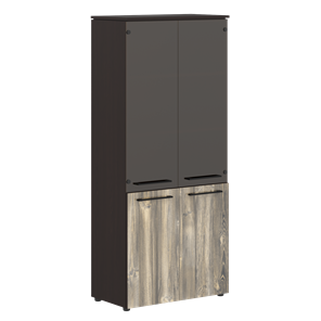 Шкаф колонка со стеклянными и глухими дверями MORRIS  Дуб Базель/Венге Магия MHC 85.2 (854х423х1956) в Ярославле