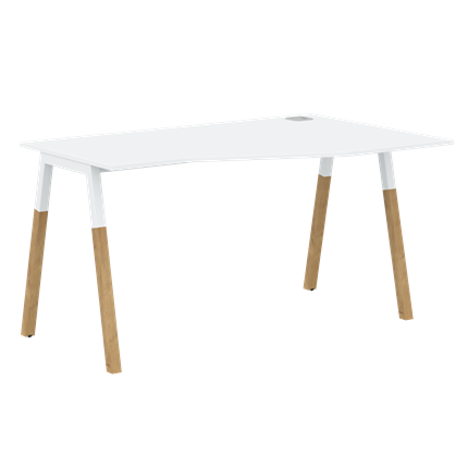 Письменный стол правый FORTA Белый-Белый-Бук  FCT 1367 (R) (1380х900(670)х733) в Ярославле - изображение