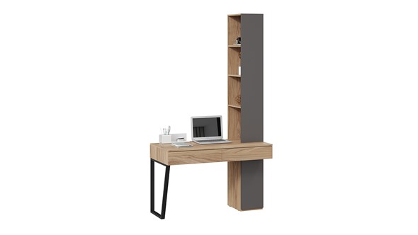 Компьютерный стол со шкафом комбинированным Порто СМ-393.15.012 (Яблоня Беллуно/Графит софт) в Ярославле - изображение