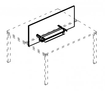 Экран настольный фронтальный для стола 100 с двумя кабель-каналами А4, (125x50x1.8) белый премиум / металлокаркас белый, А4 Б 847 БП в Ярославле