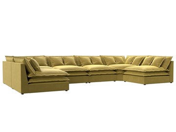 Большой П-образный диван Лига-040, Желтый (микровельвет) в Ярославле