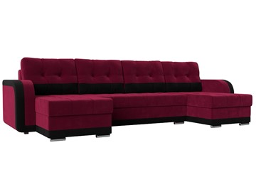 Большой П-образный диван Марсель, Бордовый\Черный (Микровельвет) в Ярославле