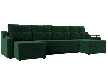 Большой П-образный диван Сенатор, Зеленый (Велюр) боннель в Ярославле