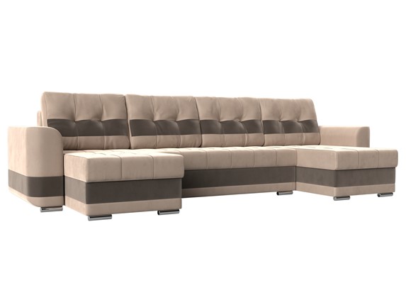П-образный диван Честер, Бежевый/коричневый (велюр) в Ярославле - изображение