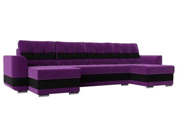 П-образный диван Честер, Фиолетовый/черный (вельвет) в Ярославле