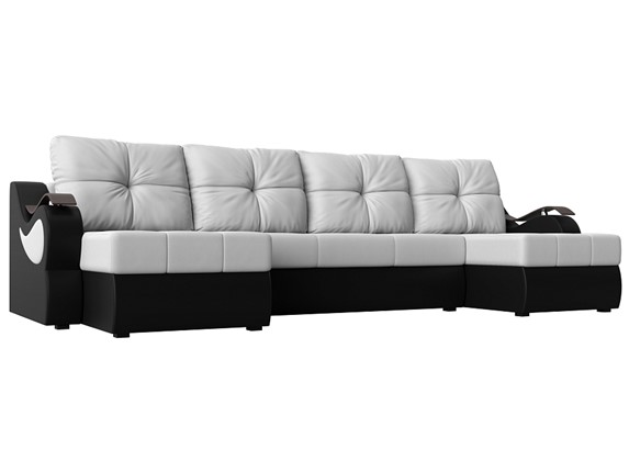 П-образный диван Меркурий П, Белый/черный (экокожа) в Ярославле - изображение