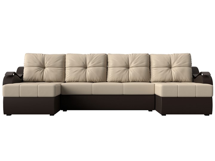 П-образный диван Меркурий П, Бежевый/коричневый (экокожа) в Ярославле - изображение 1